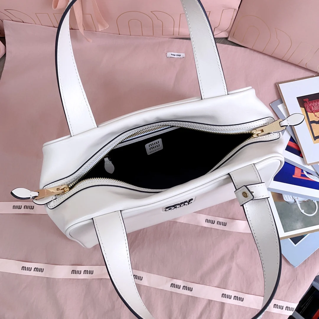 Miu Miu-5bb182 - Сумка для боулинга под мышкой - Белая