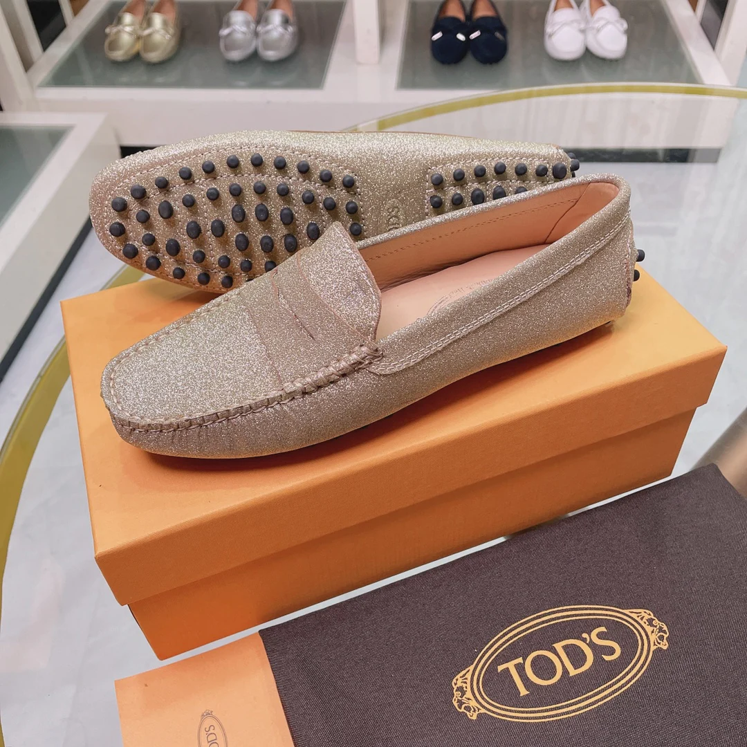 Tods - Золотистые блестки - Лоферы - Туфли без шнурков