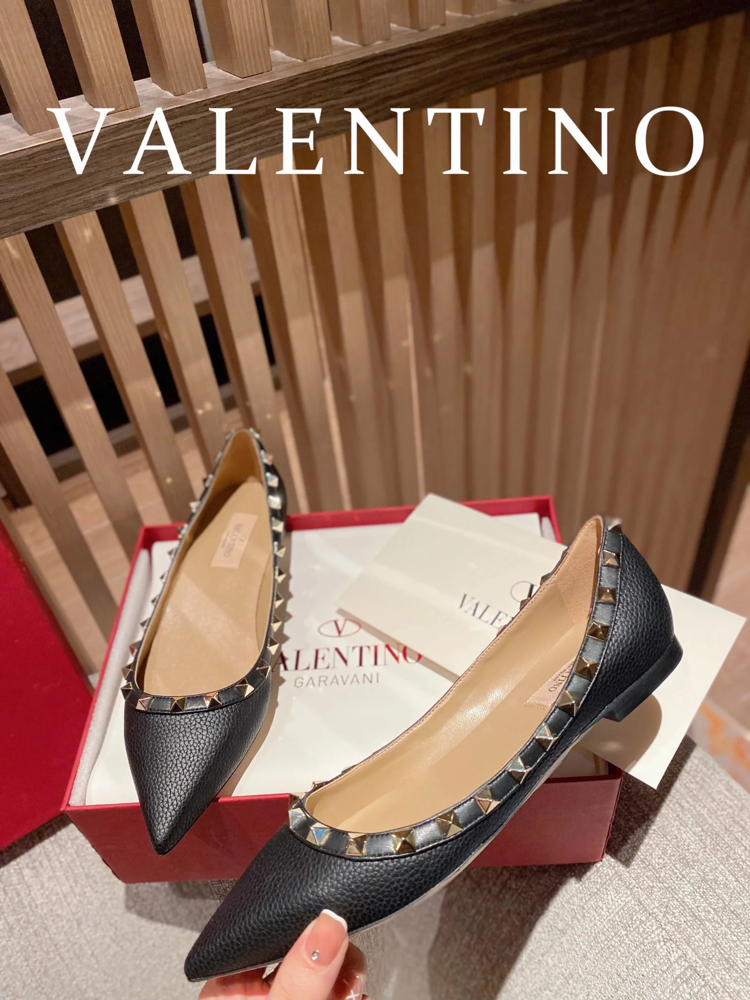 Valentino - Черные балетки с заклепками