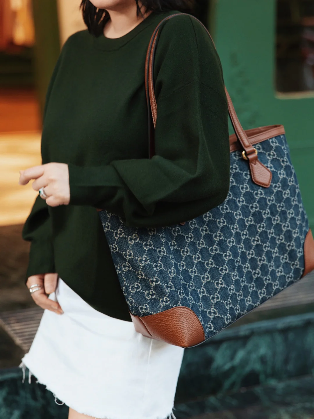 Gucci-丹宁系列托特包-牛仔帆布