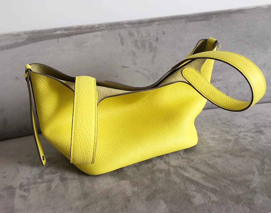 Hermes Picotin 18tc Лимонно-желтая серебряная пряжка