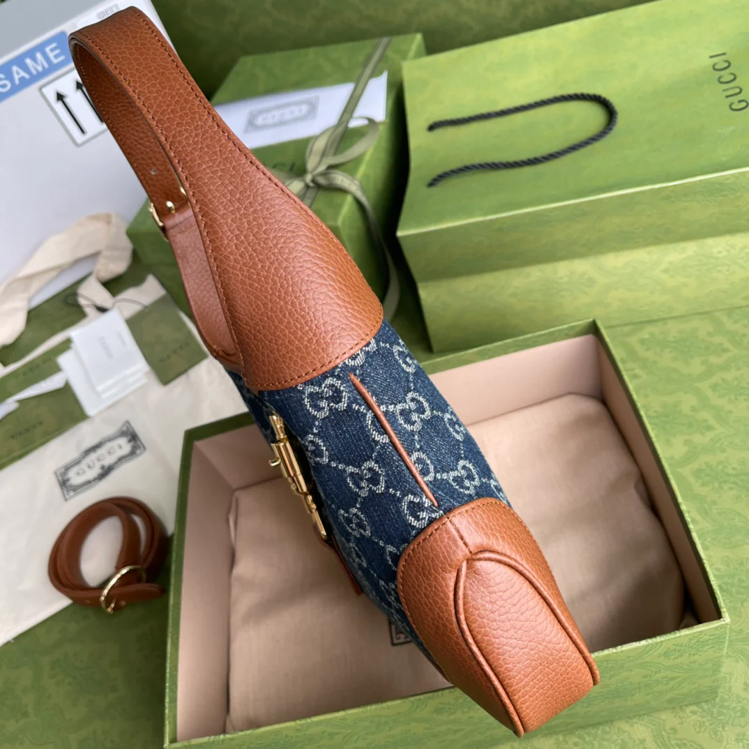 Gucci-经典 Jackie 牛仔丹宁帆布手袋-腋下包