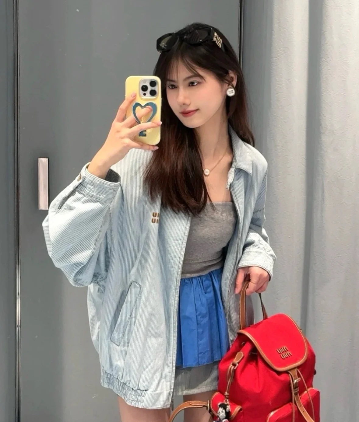 Рюкзак Miu Miu из канваса и кожи — красный (образ представлен отдельно)