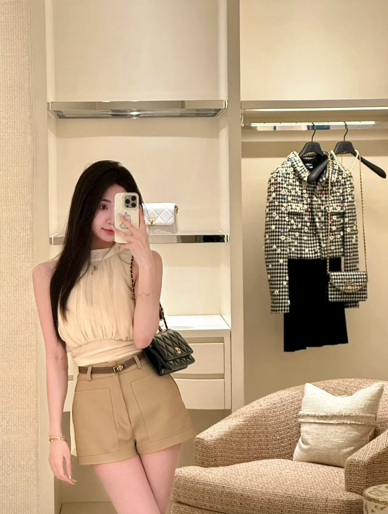 Сумка Chanel на цепочке с петлевой ручкой - WOC - Черная