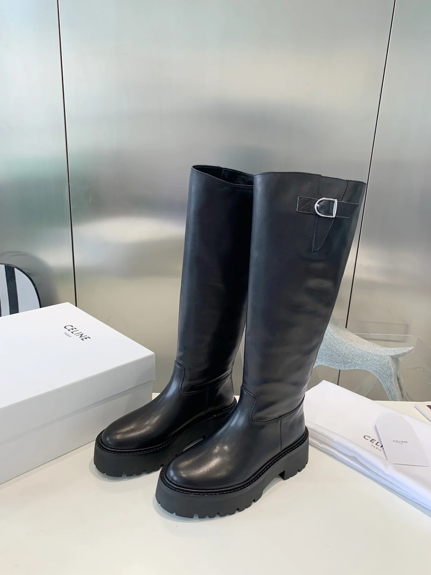 Новые высокие сапоги-челси Celine 2022 года с пряжками - размеры 35-39-40 (изготовлены на заказ)