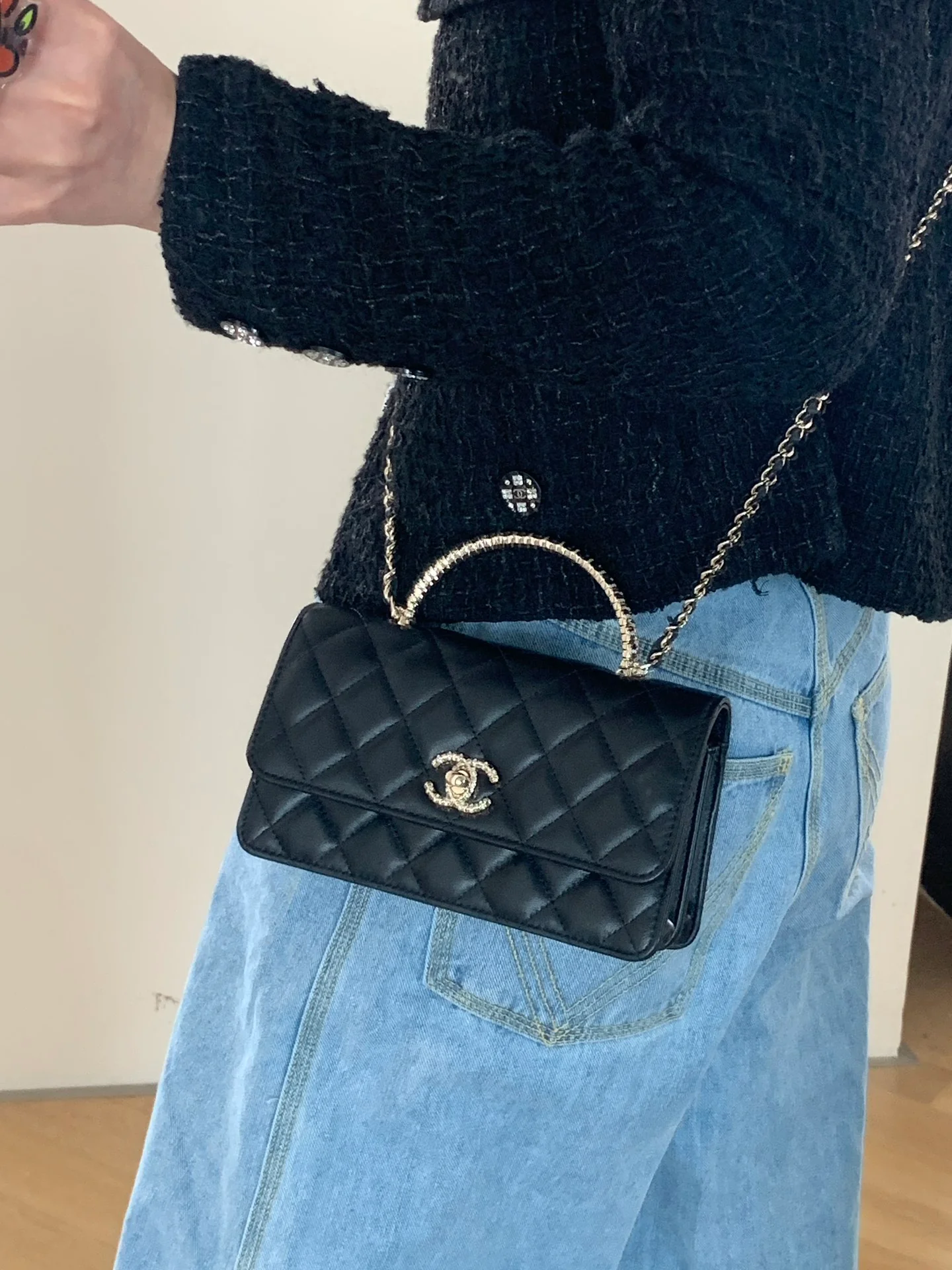Ручка Chanel Diamond Handle WOC - черная