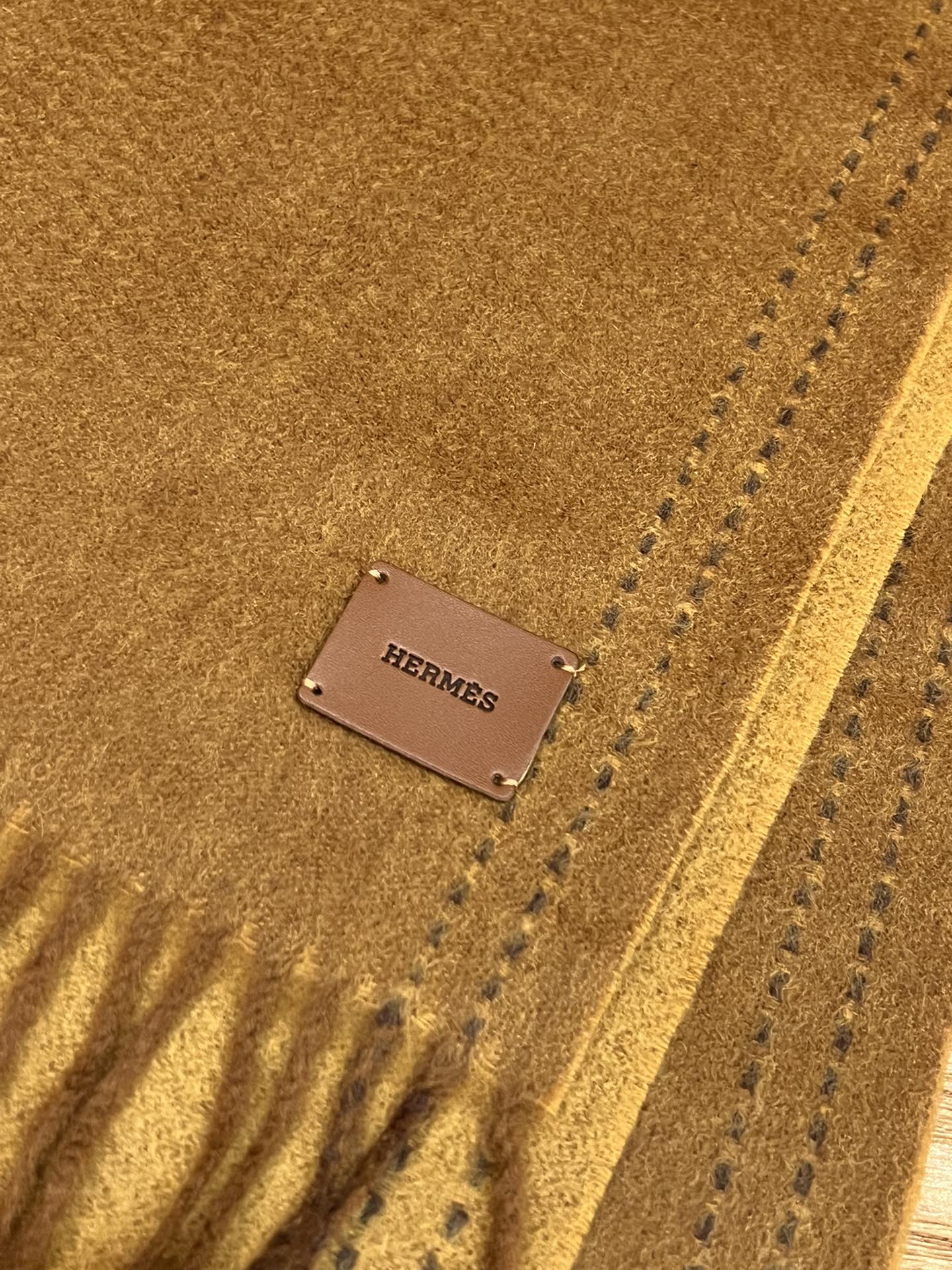 Двусторонний длинный кашемировый шарф Hermes - 30 см - 190 см - 100 г - Кашемир из высококачественной дикой козы