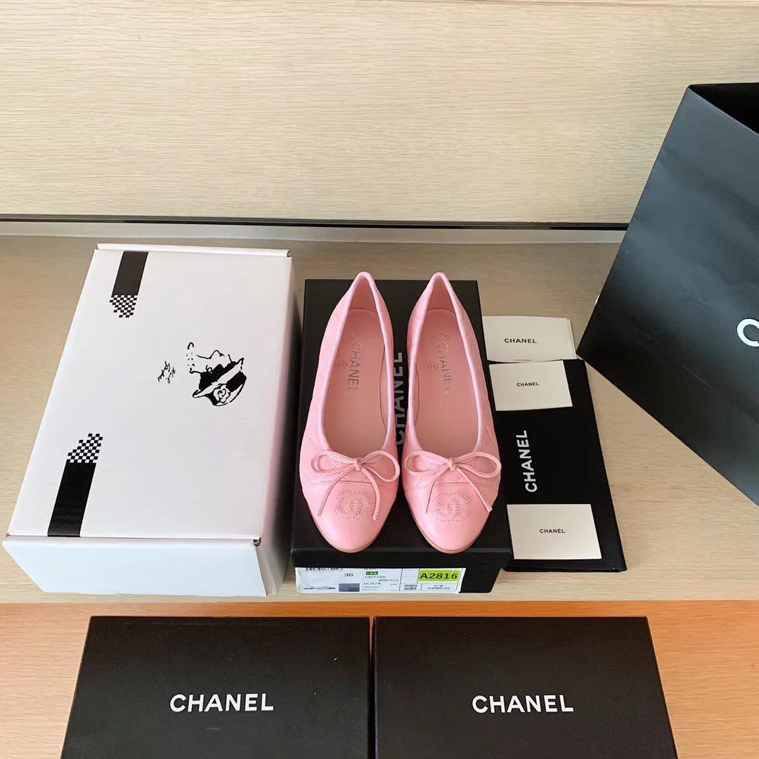 Классические балетки Chanel - розовые