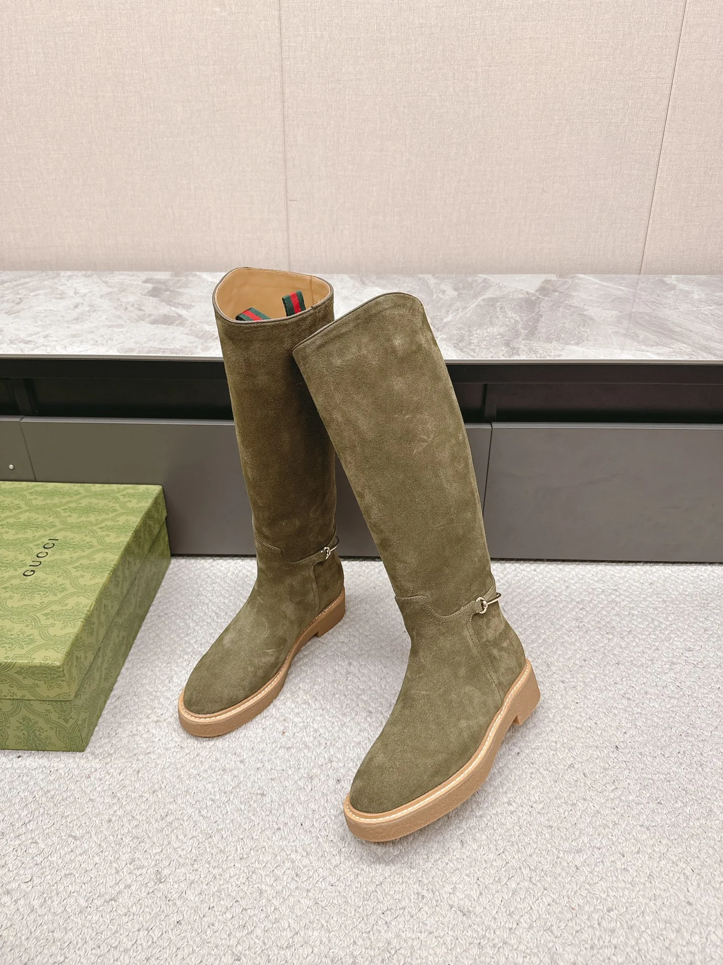 Ботинки для верховой езды Gucci 2024 - темно-зеленые