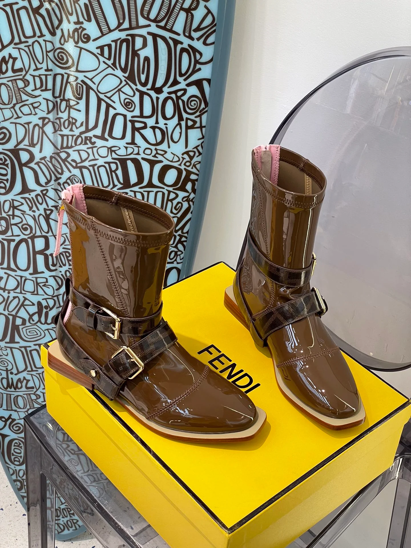 Fendi - Стильные - Британский стиль - Модные ботинки - Коричневые