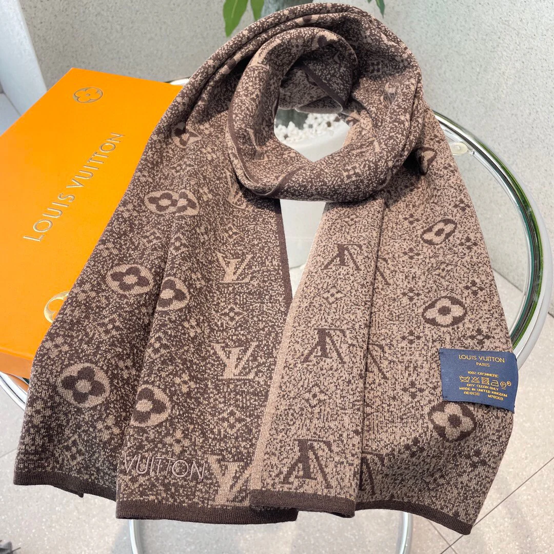 LV - Высококачественный кашемировый шарф - 180 см - 32 см - 100 см - Импортный вязаный кашемир - 1