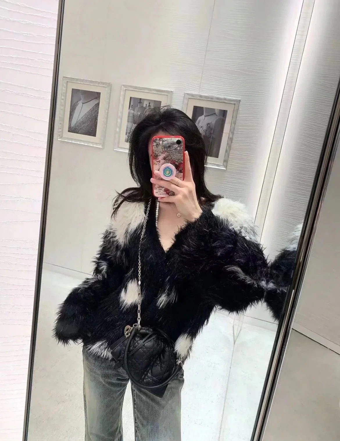 Мини-сумочка Dior Lady с узором 