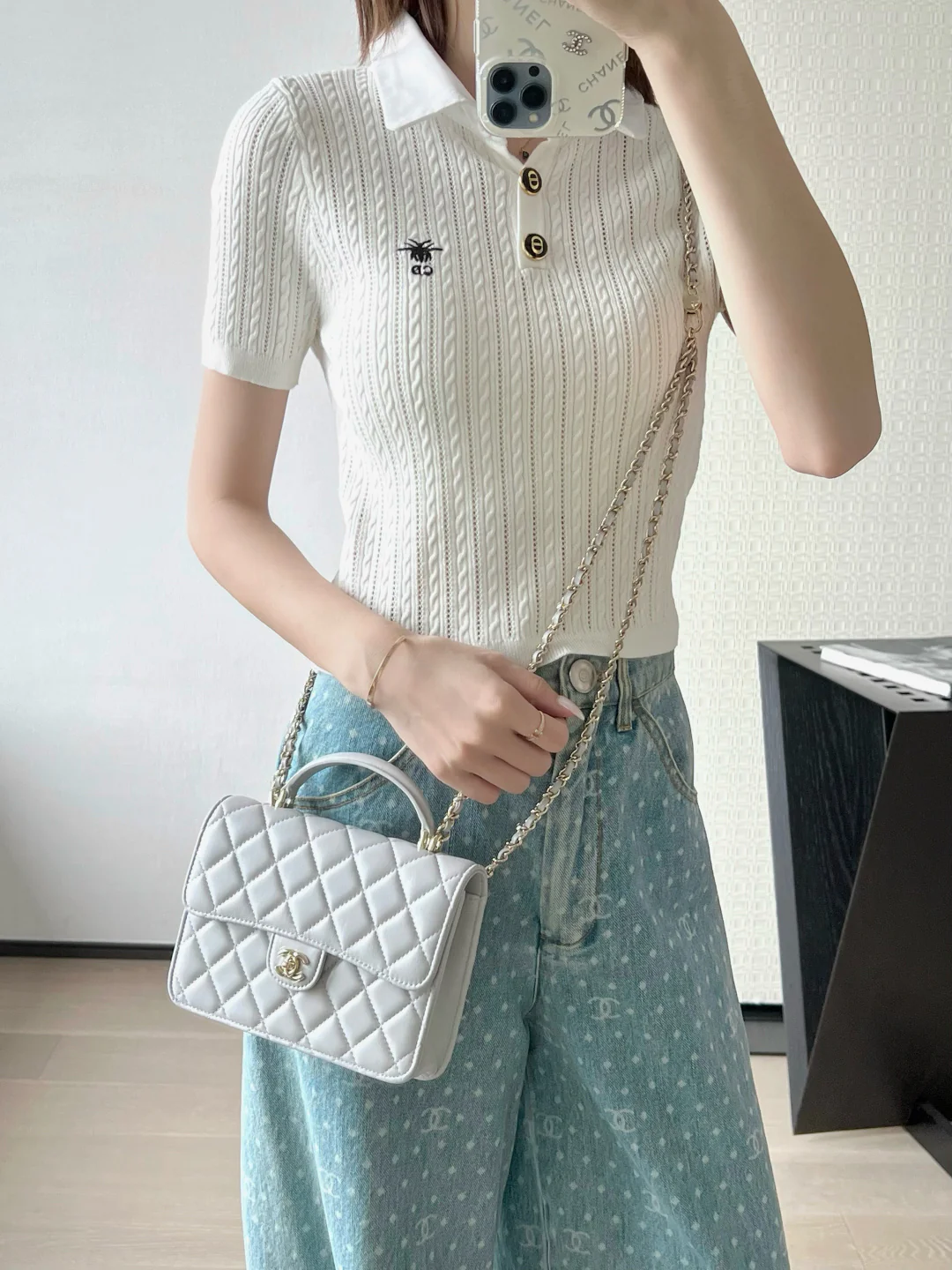 Многофункциональный рюкзак Chanel весна/лето - светло-серый - с золотой пряжкой