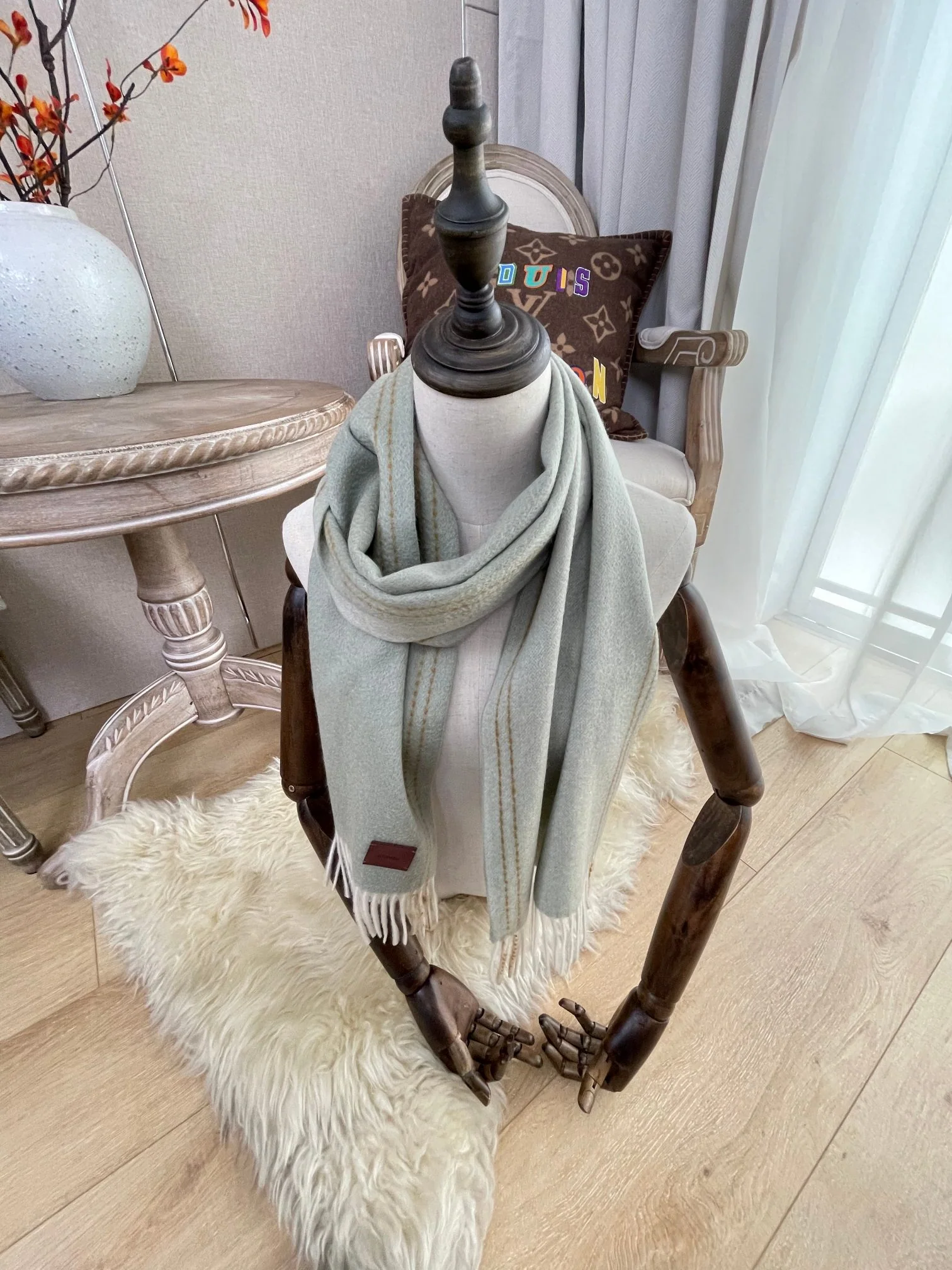 Шарф Hermes из кашемира премиум-класса 100% - 30 см - 180 см