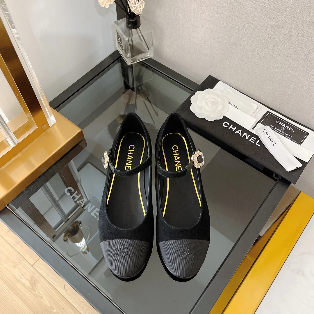 Туфли-мэри-джейн Chanel 22SS с цветочным принтом - черные