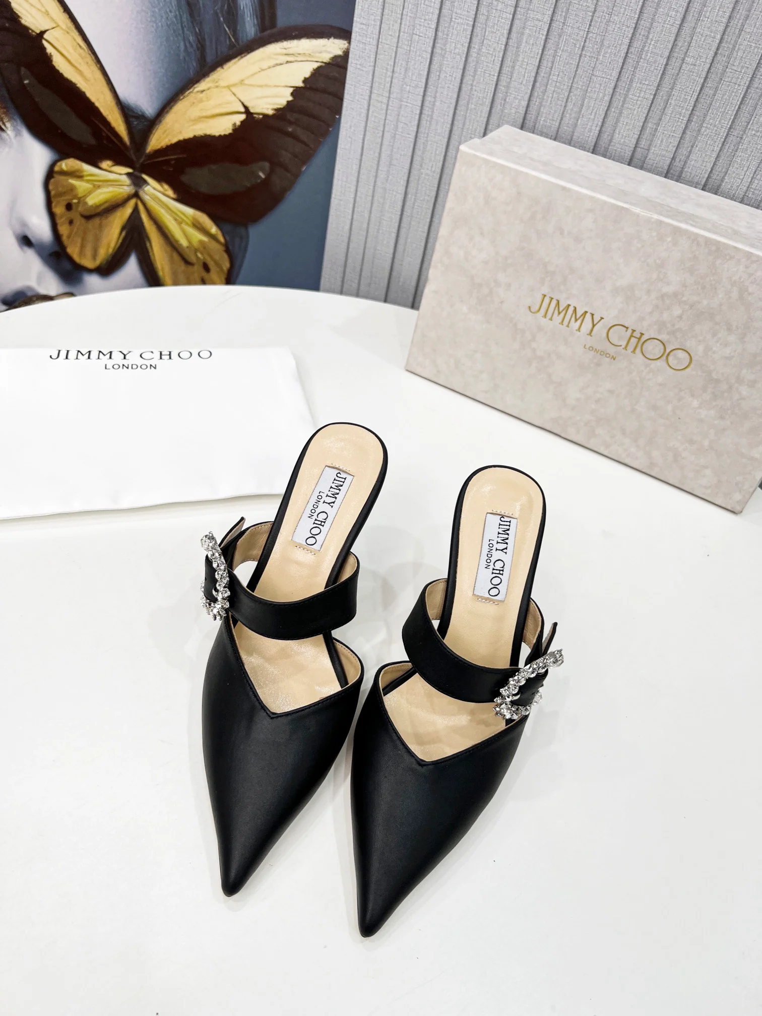 Туфли-шпильки Jimmy с острым носком - черные