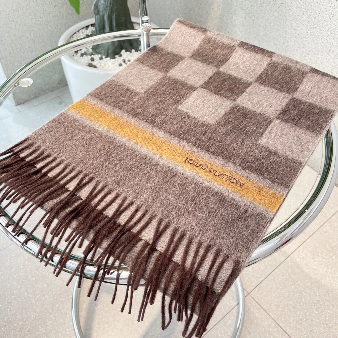 LV - Шарф из чистого кашемира - 180 см - 32 см - Коричневый