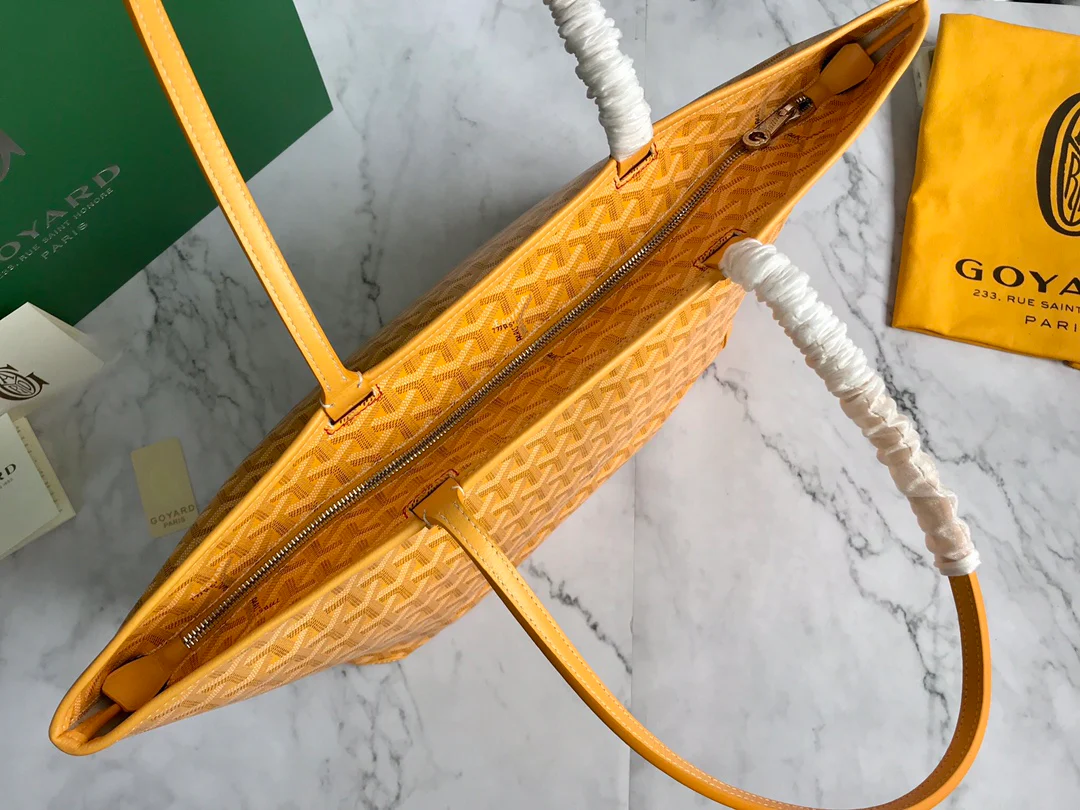 Большая сумка-тоут Goyard на молнии - желтая