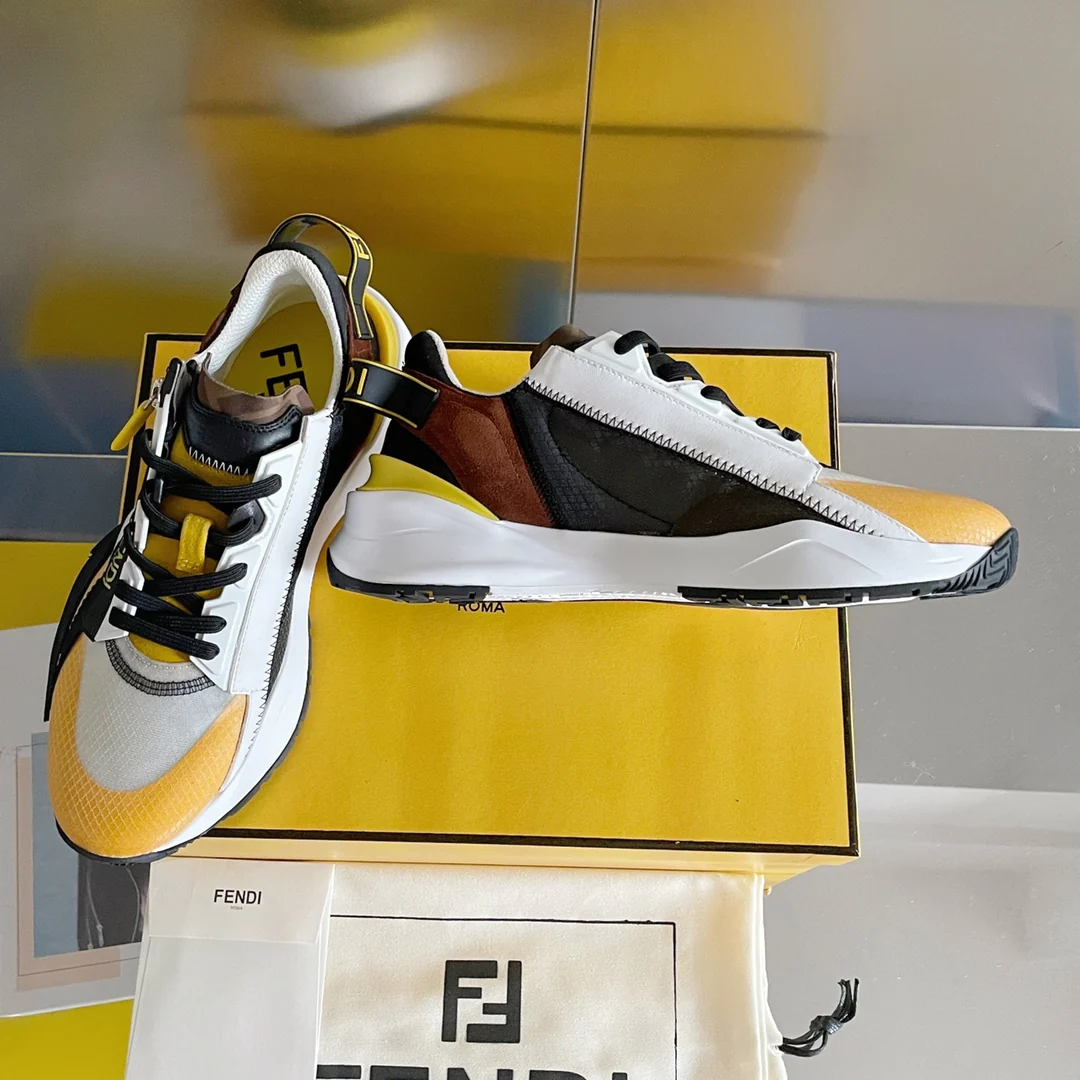 Fendi - Повседневные кроссовки - Белые и желтые
