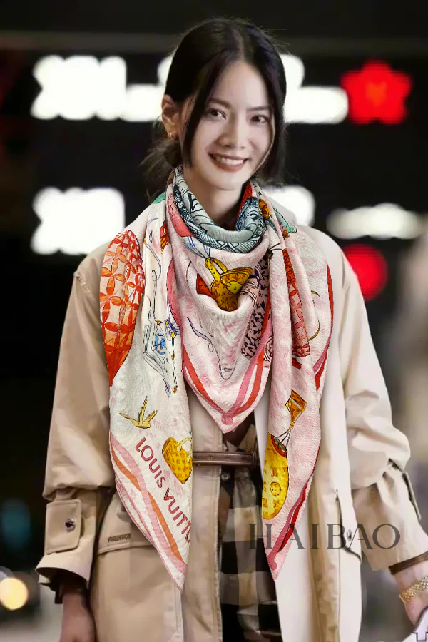 Квадратный шарф Hermes с принтом воздушных шаров - 140-100 см - Кашемир