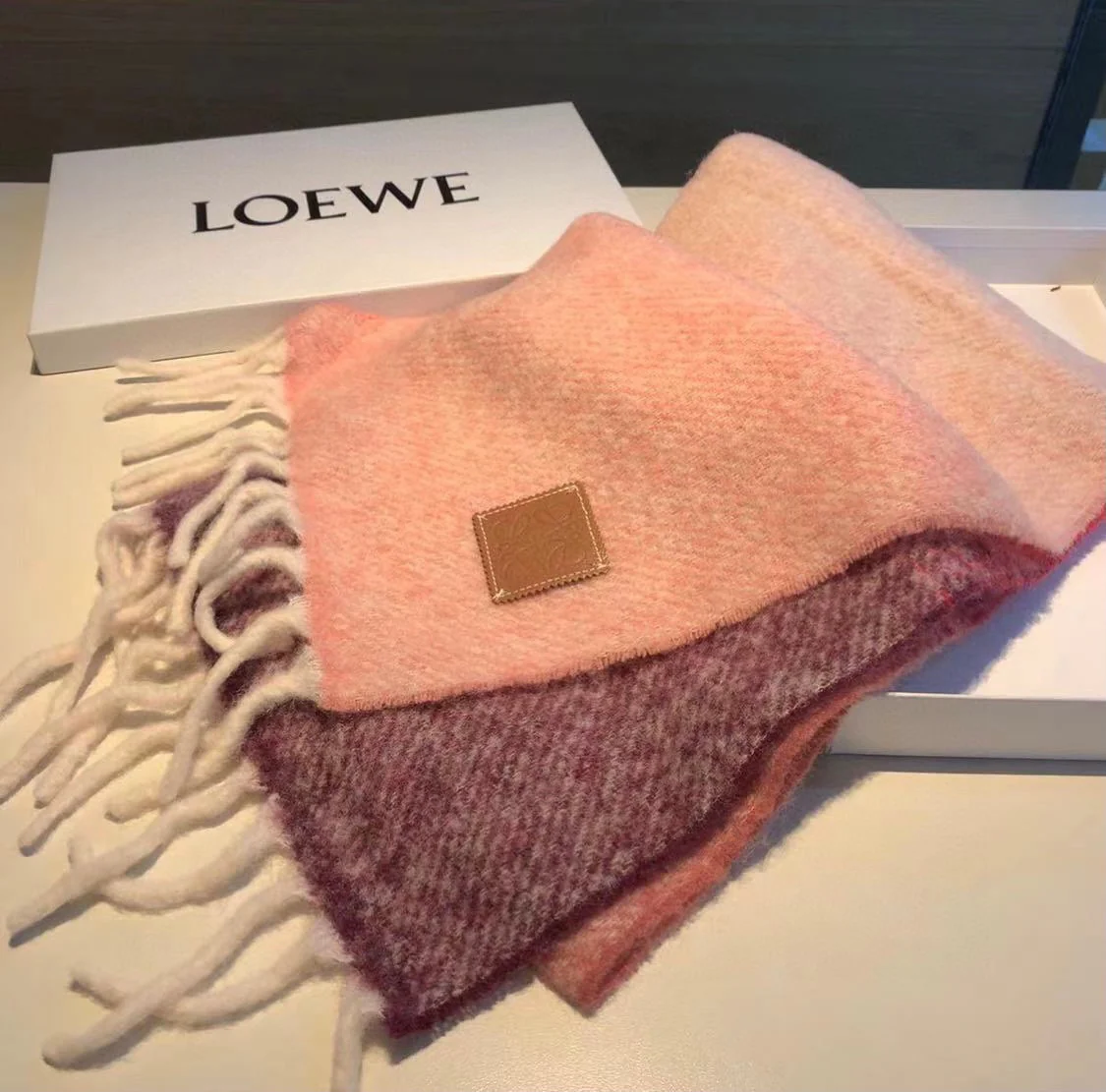 Шарф в стиле Лолита - однотонный - 250 см - 28 см - розовый