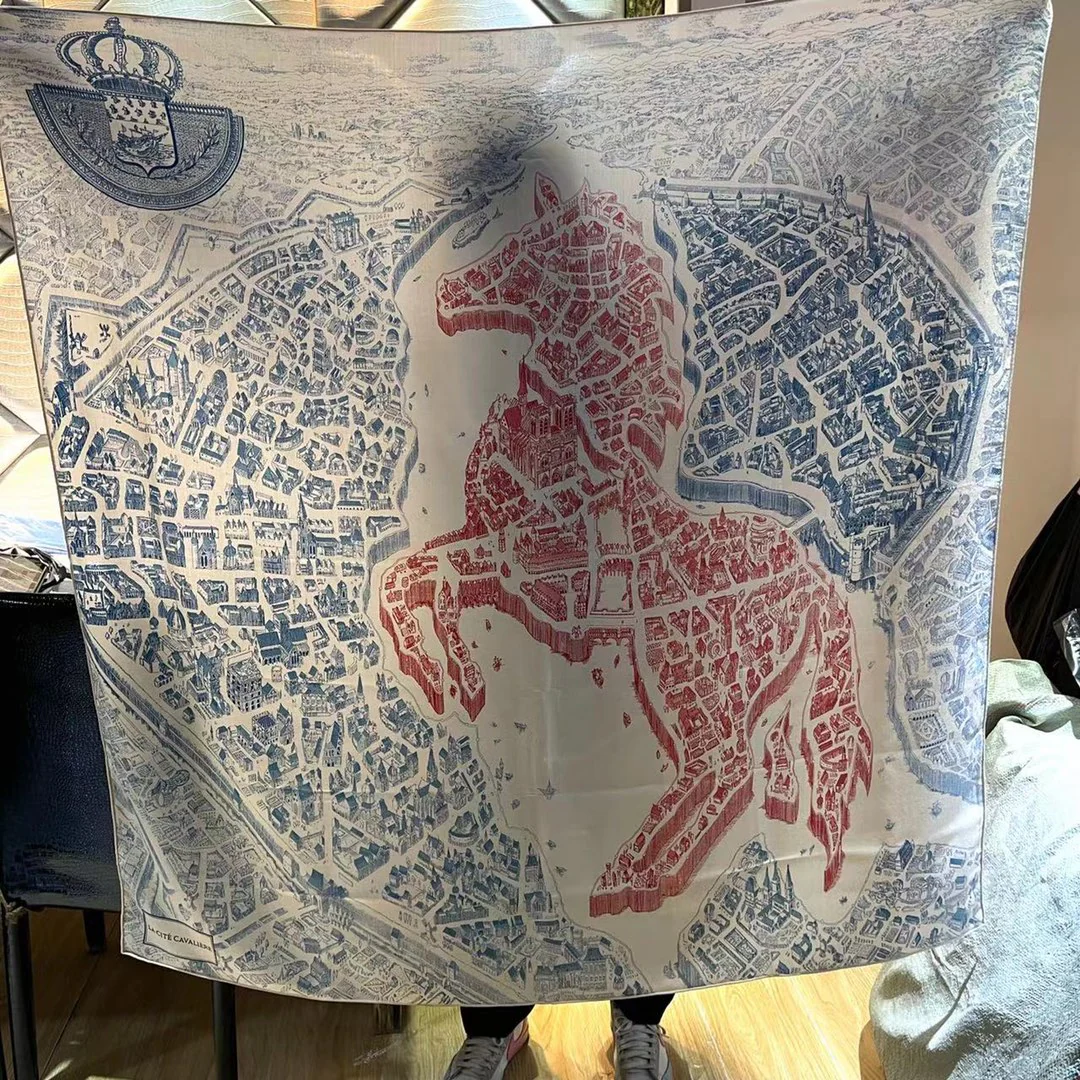 Шарф Hermes - Город Лошадей - Синий