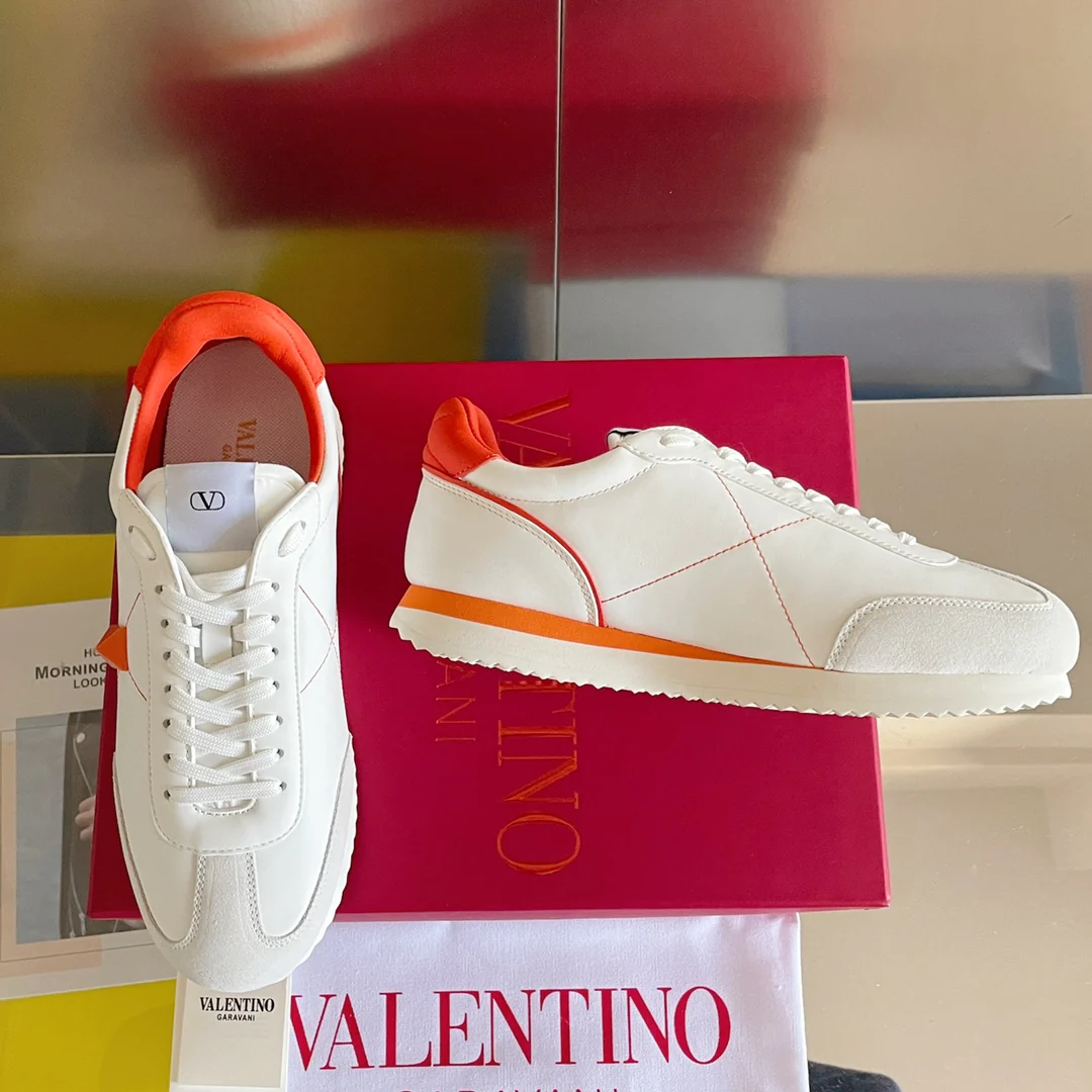 Спортивные повседневные туфли Valentino с заклепками - для пар - оранжевая отделка