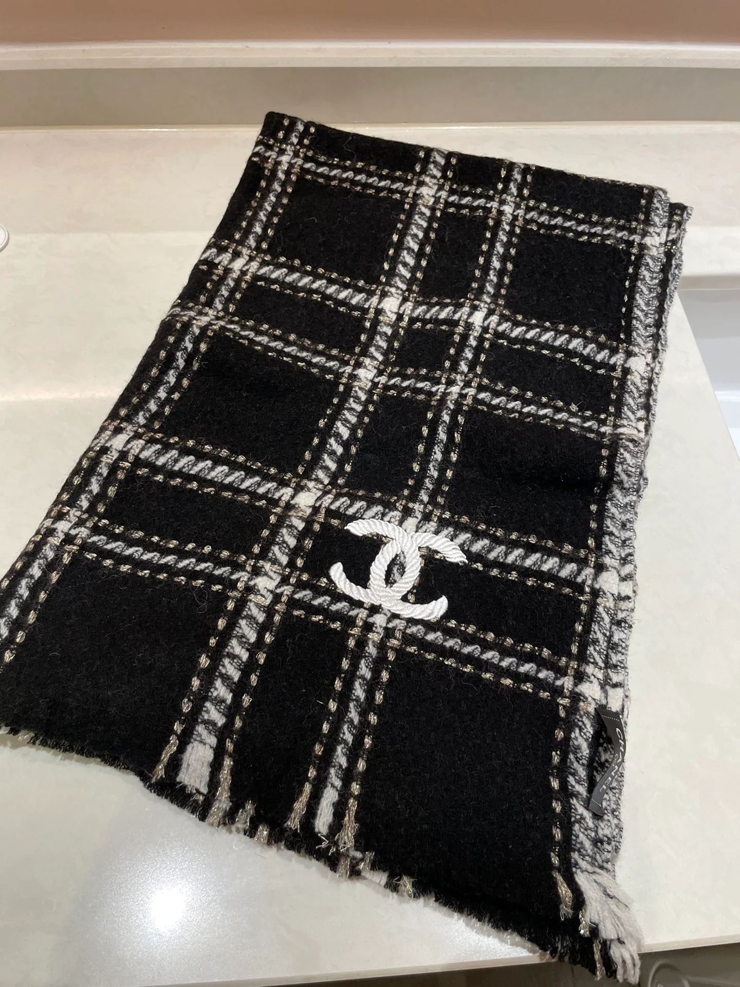 Chanel - Текстурированное плетение для шарфов - 70-200 см - 100% овечья шерсть