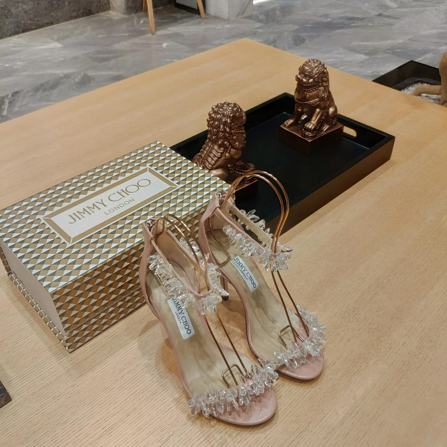 Коллекция высокой моды Jimmy Crystal - Босоножки на шпильке - Розовые