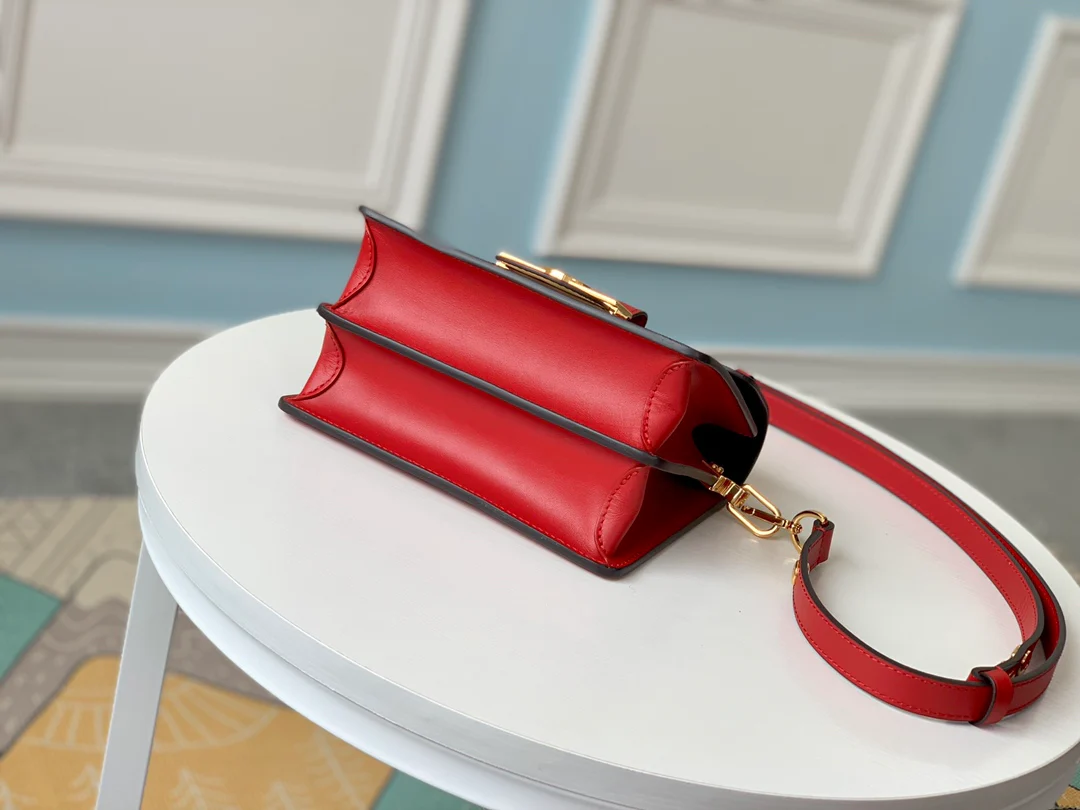 m44580-LV-dauphine сумка-мессенджер из кожи с узором, красная