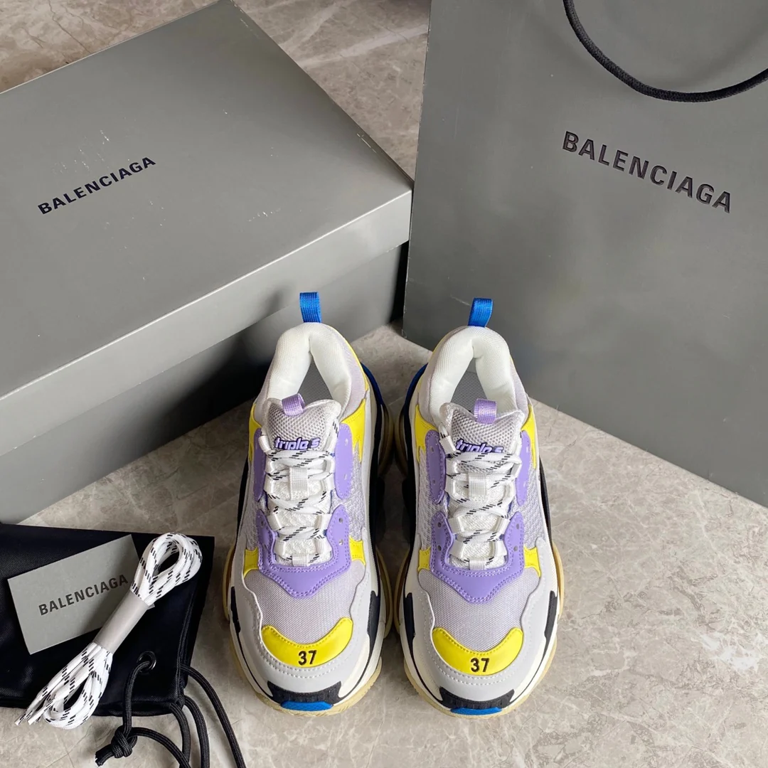 Кроссовки Balenciaga Triples Sporty Chunky желто-фиолетового цвета