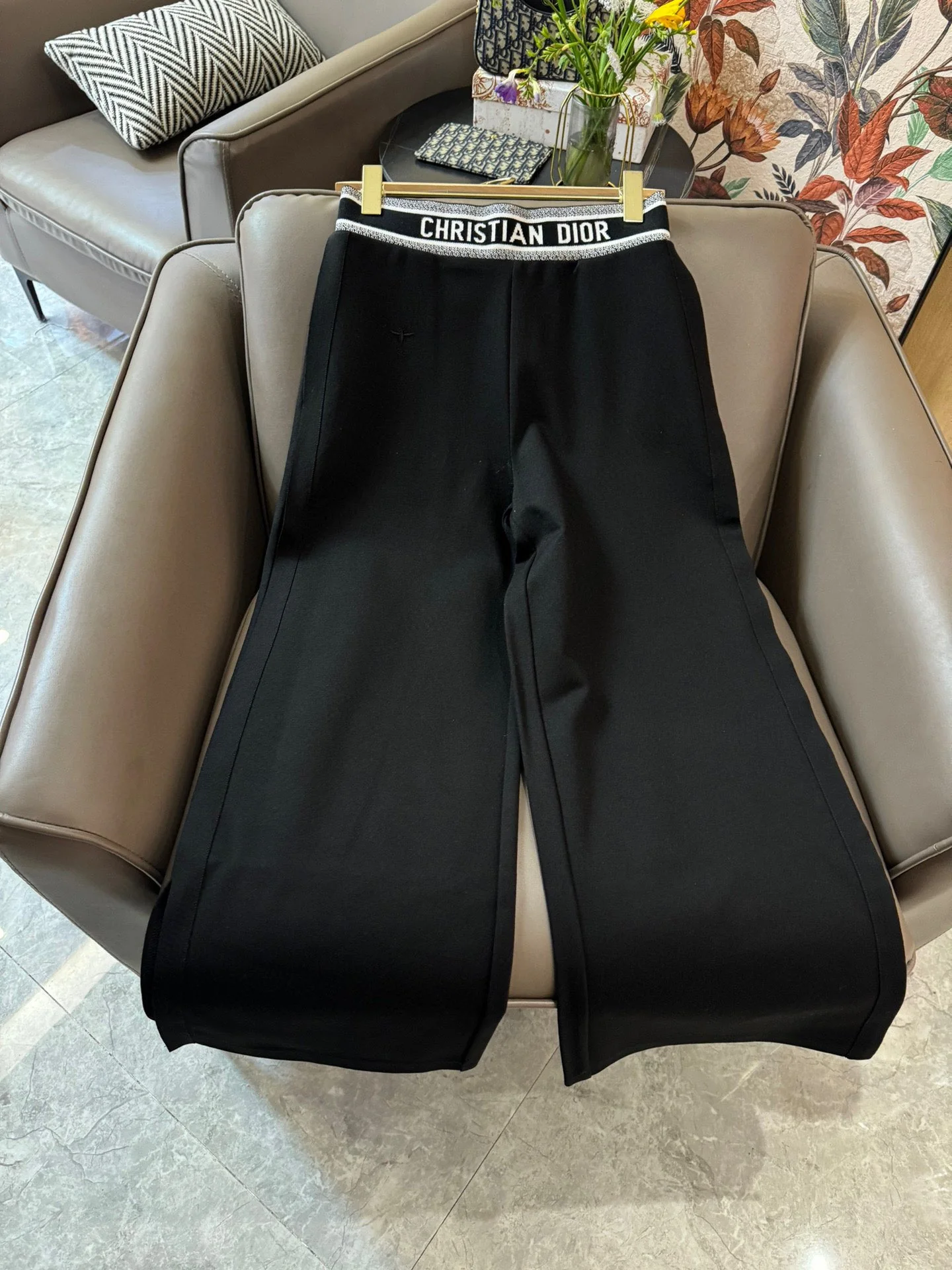 Брюки Dior 2403-24ss с вышивкой букв, широкие штанины