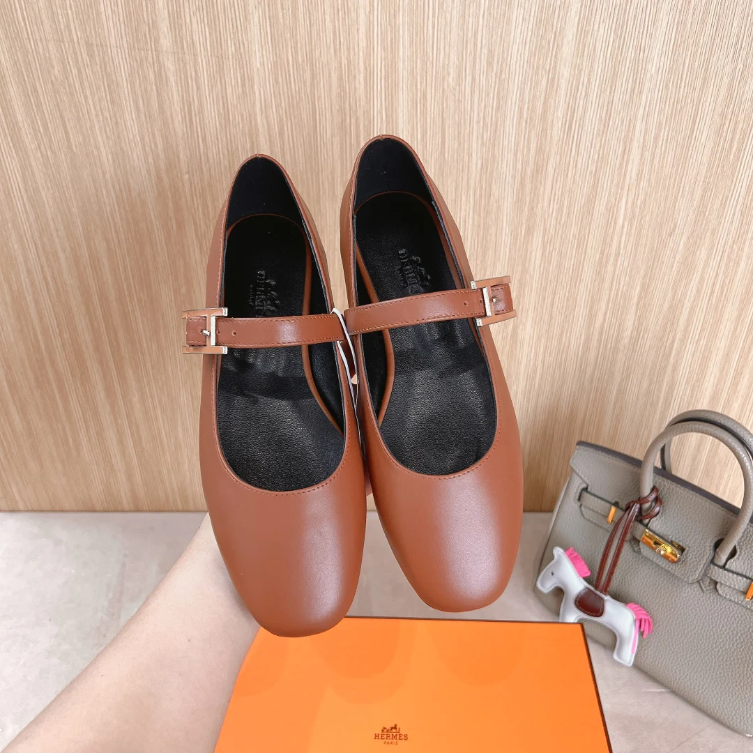 Балетки Hermes 2024 - коричневые