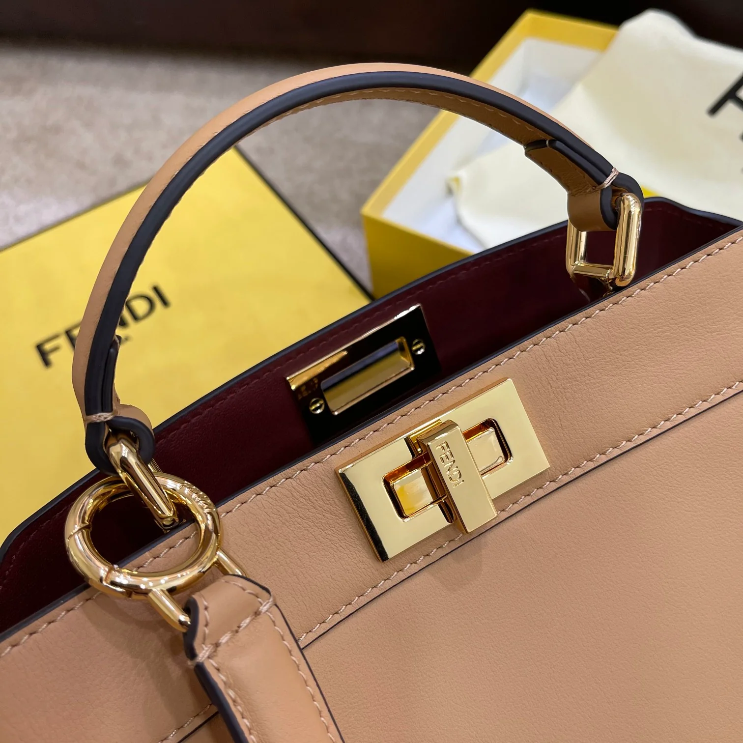 Fendi-peekaboo-i-see-u-small-light brown