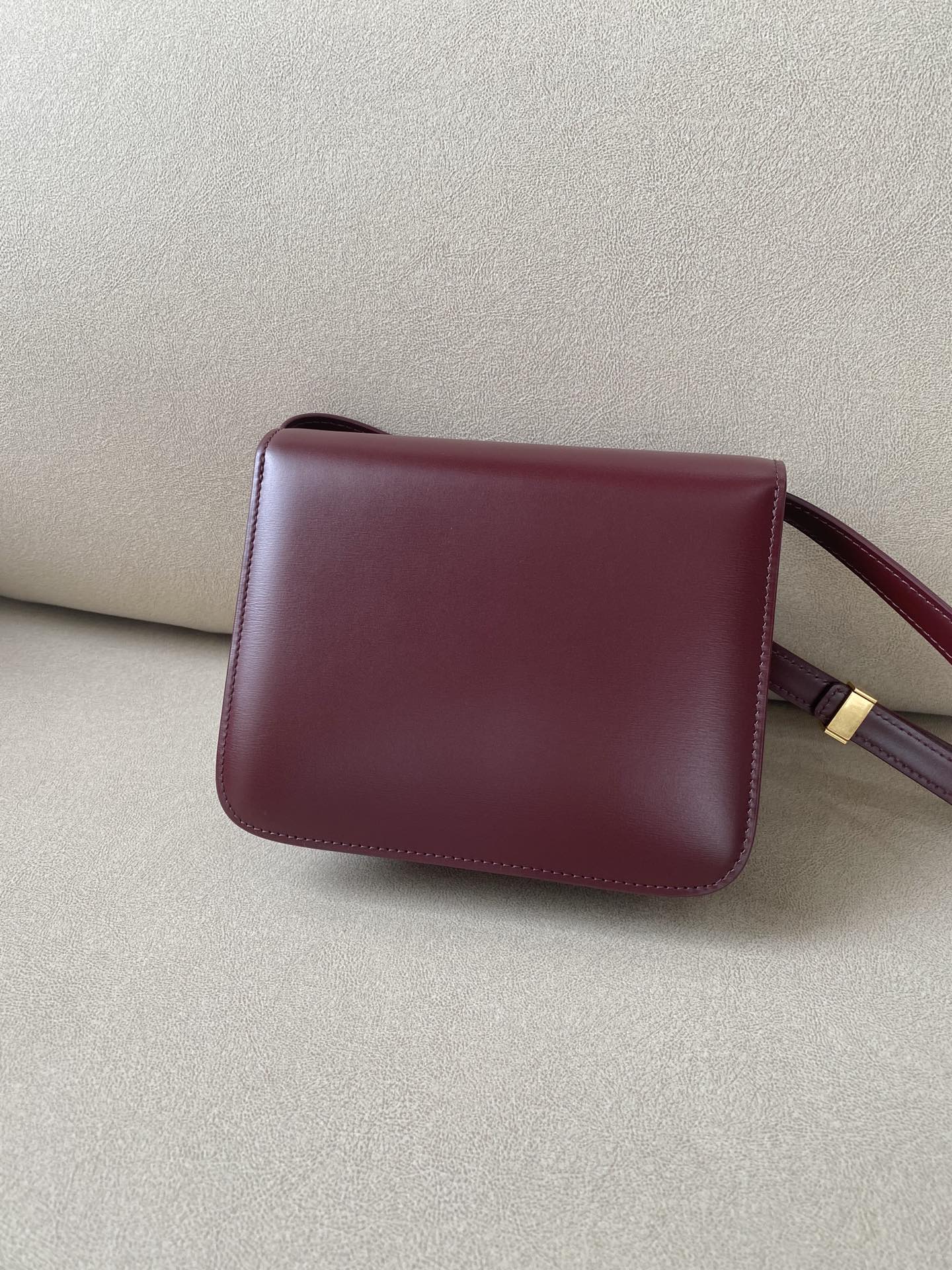 Сумка Celine Box-Tteen из полированной телячьей кожи, цвет Jujube Red.