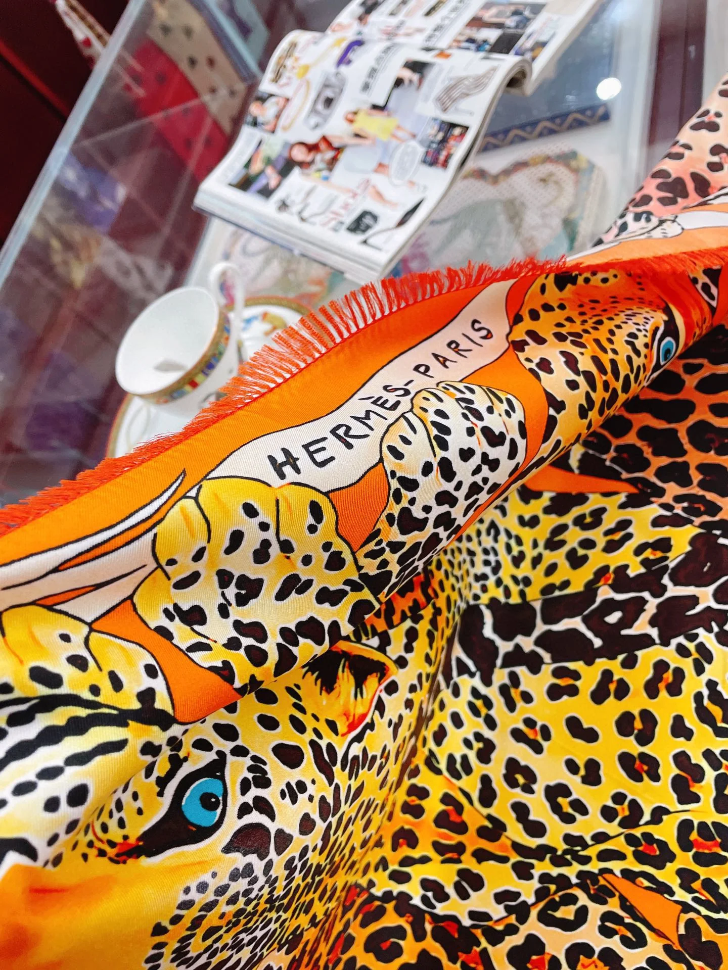 Hermes - шарф Lazy Leopard 90