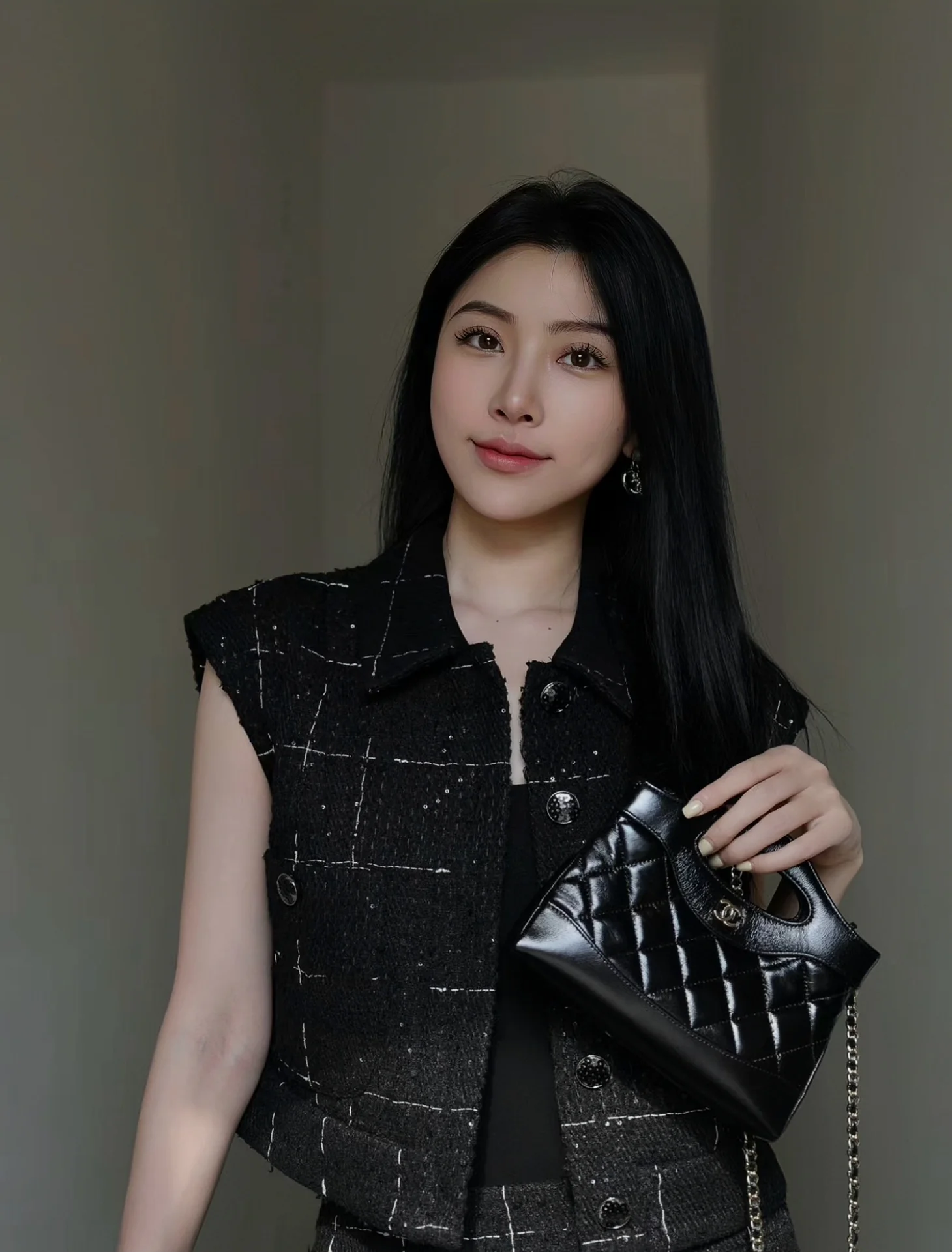 Сумка Chanel Nano 31 - Миниатюрная горизонтальная версия - Черная