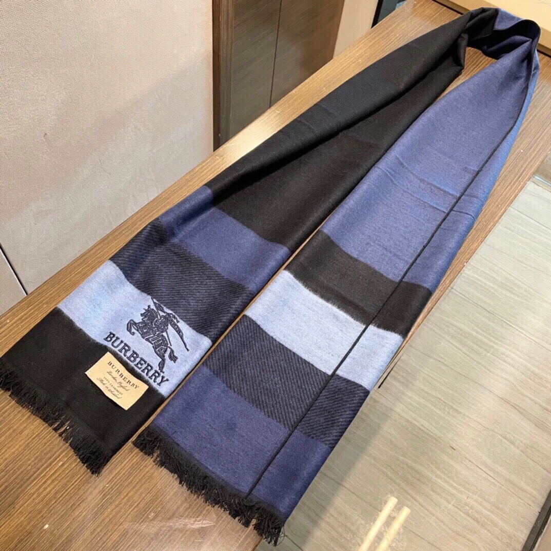 Классический полосатый тканый шарф Burberry - 32 (180 см) - 100% кашемир - 1 шт.