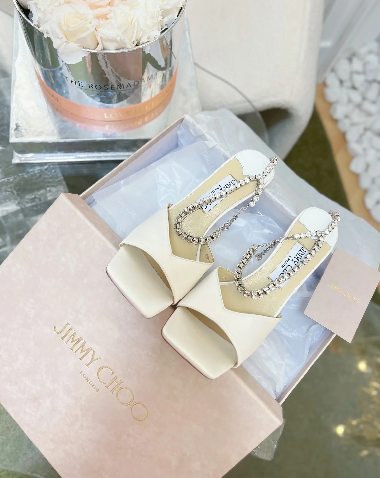 Jimmy - Новинка сезона весна/лето 2023 - Босоножки на высоком каблуке с открытым носком - Белые