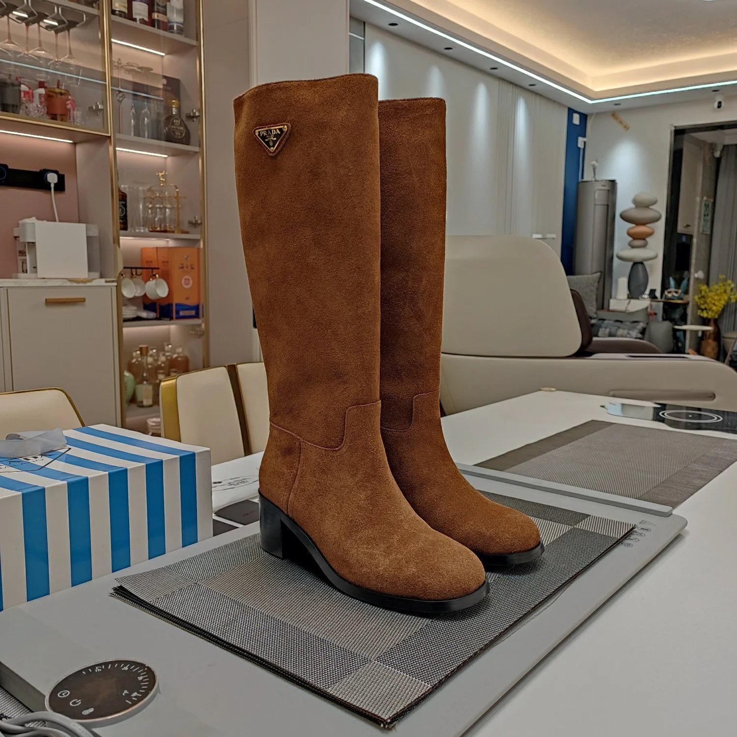 Сапоги для верховой езды Prada 2024 7-5 см - коричневые