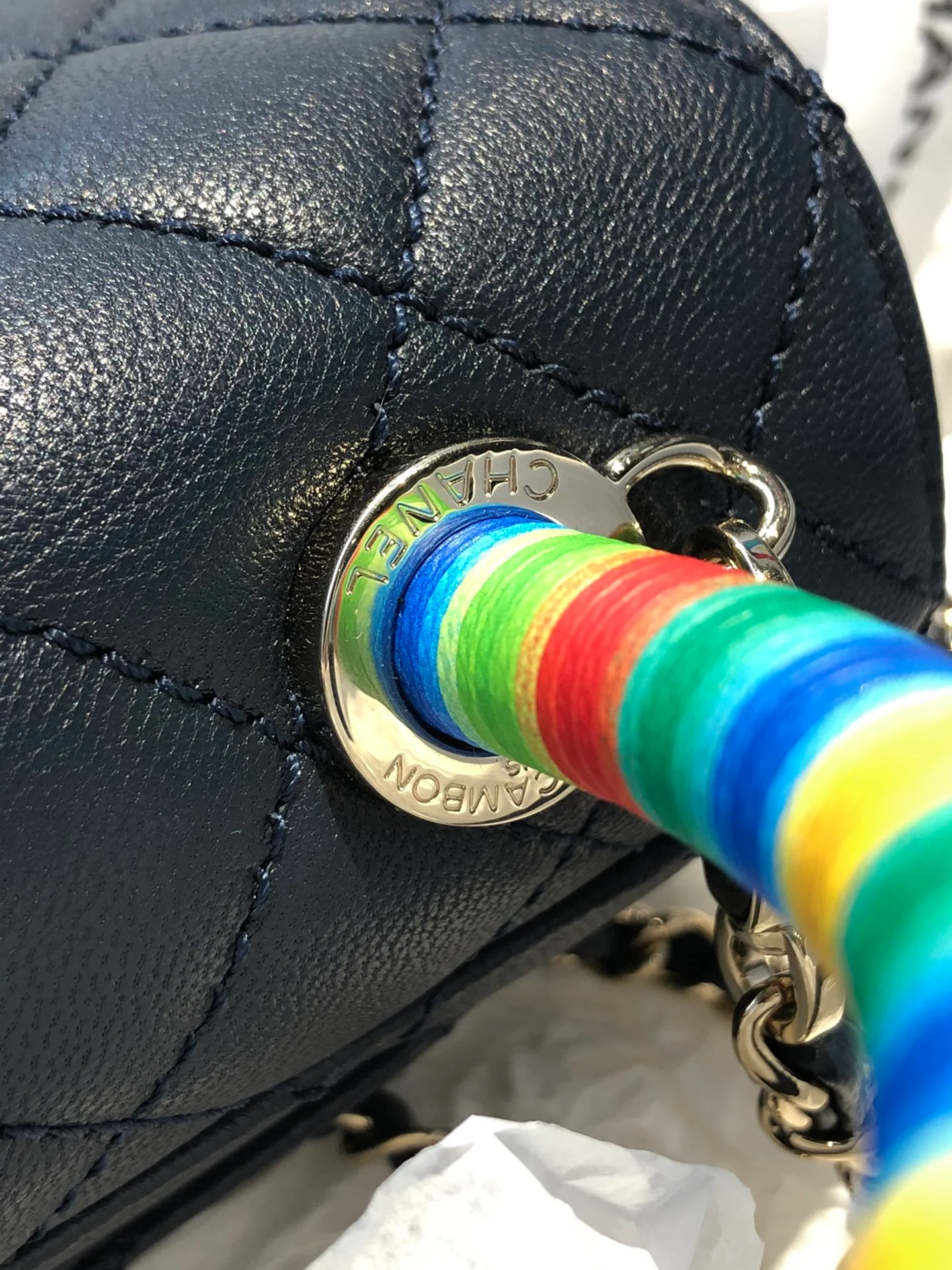 Мини-сумочка Chanel Coco Handle Rainbow Bag - темно-синяя