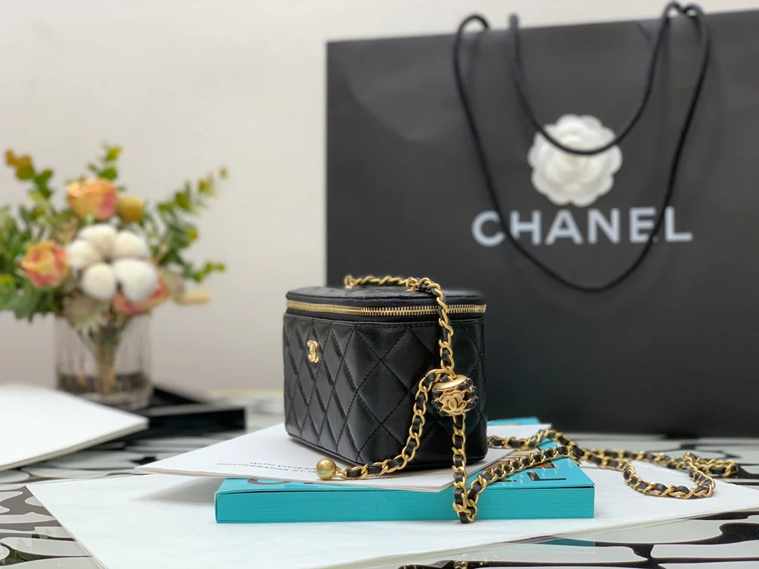 Chanel - Орехово-золотой шар - Квадратная коробка - Черный