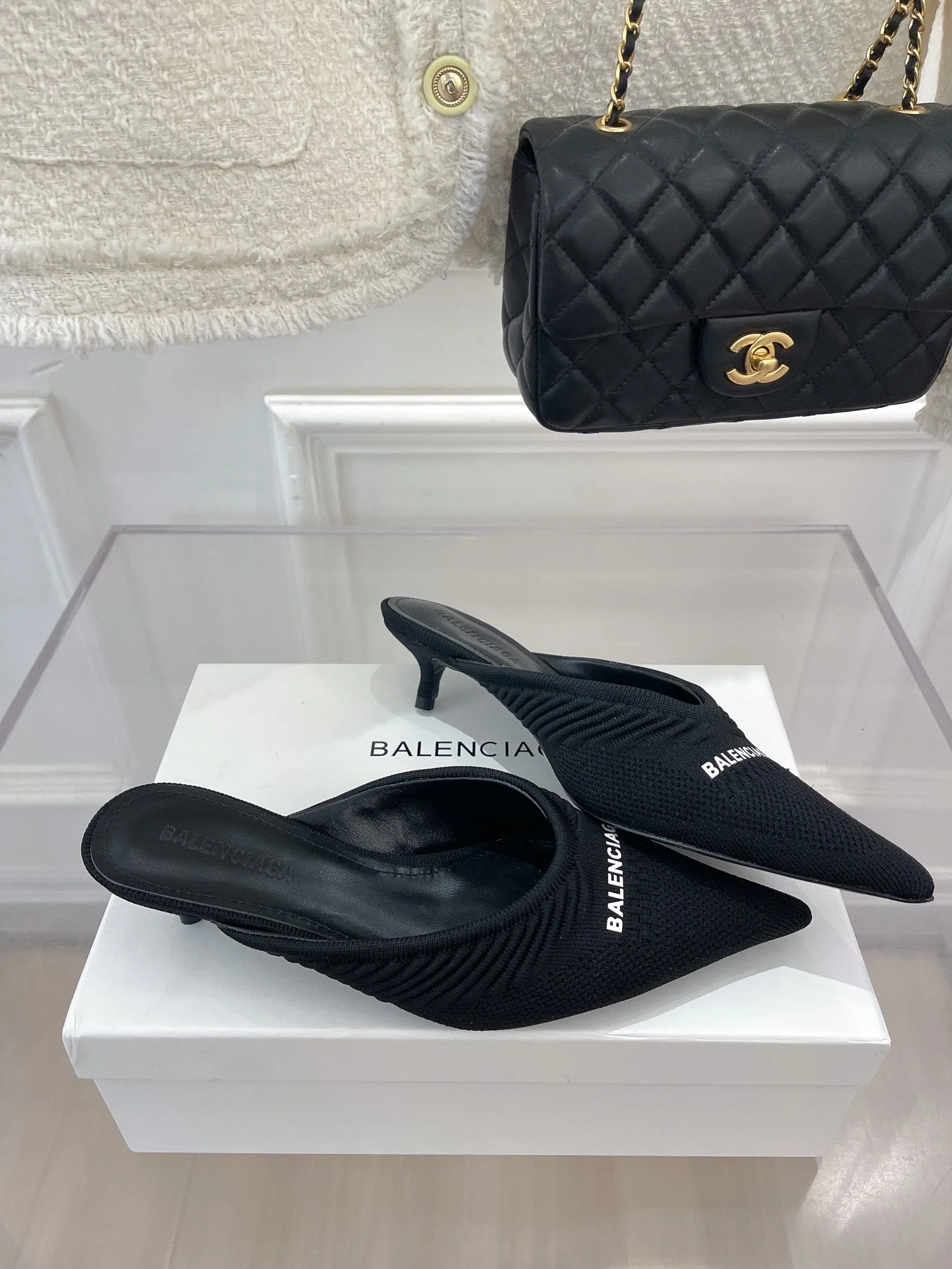 Balenciaga - Трикотажная ткань - Сандалии на низком каблуке - Черные