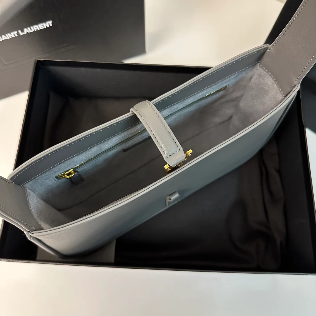 Кожаная сумка через плечо YSL Le 5 A 7 - серая