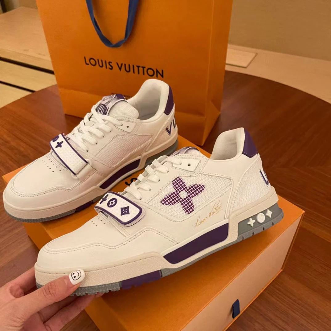 Кроссовки LV Trainer Series - на липучках - унисекс - белые и фиолетовые