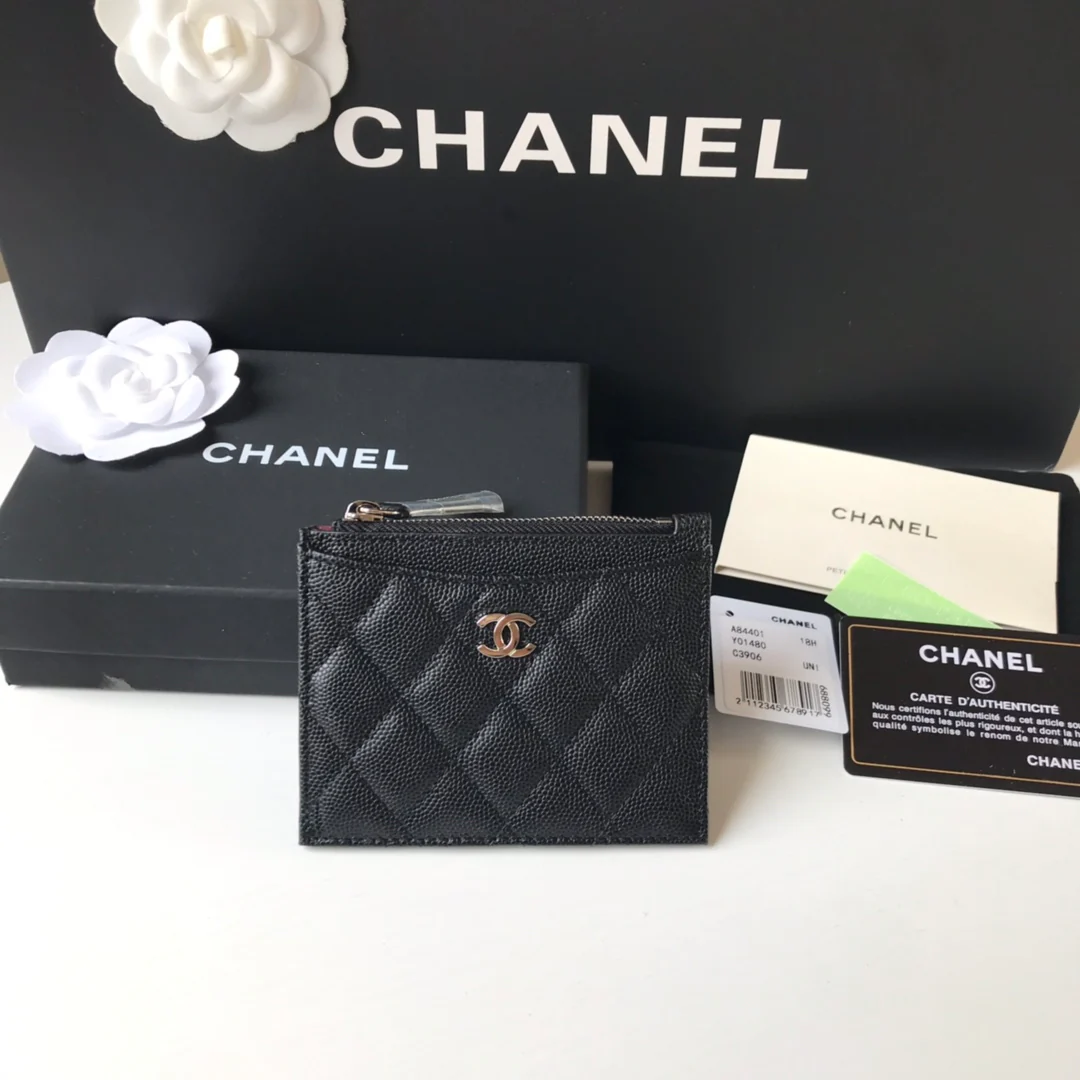 Кардхолдер Chanel на молнии - плоский кардхолдер - 3 шт.