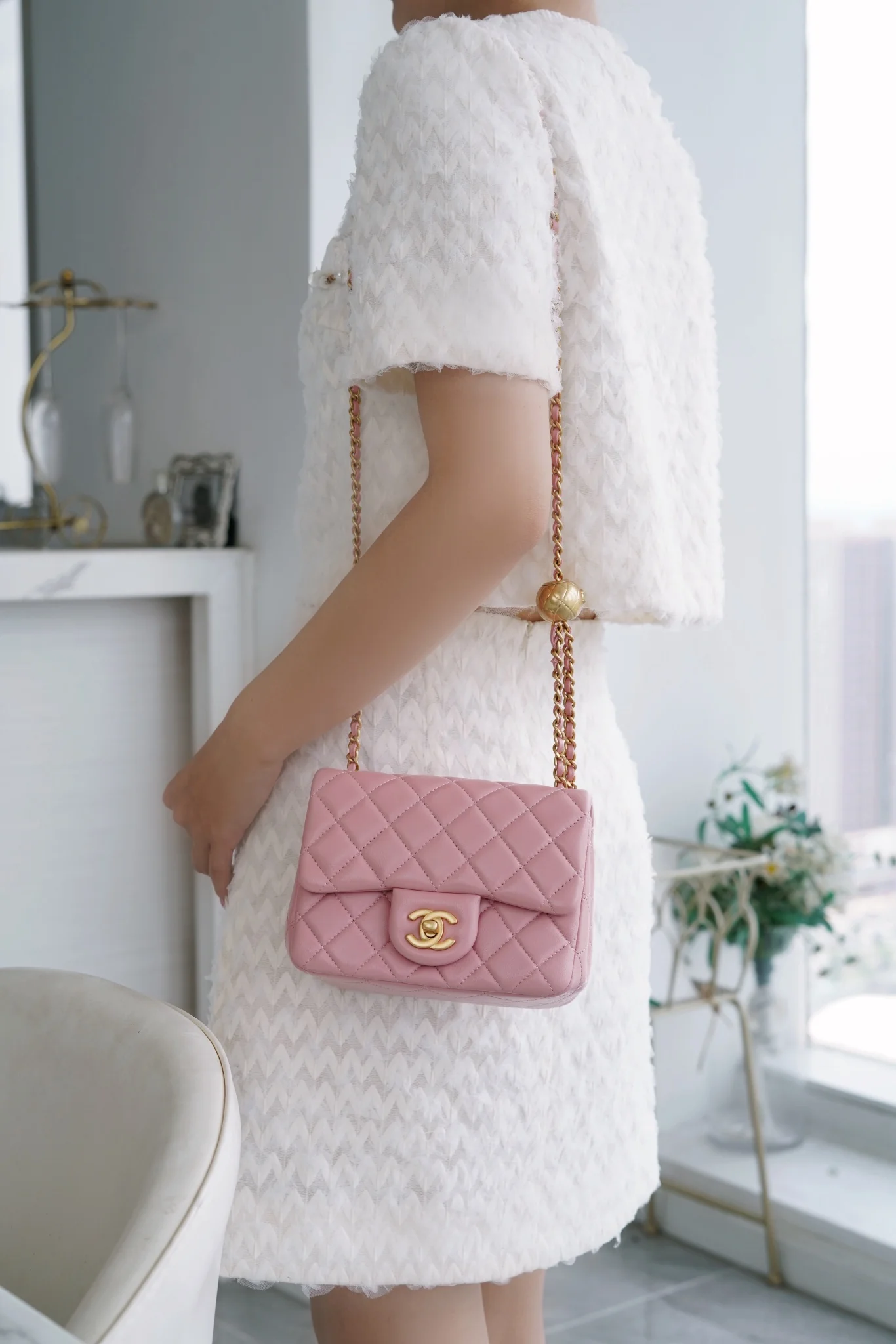 Chanel 23k Gold Globe Square Pink