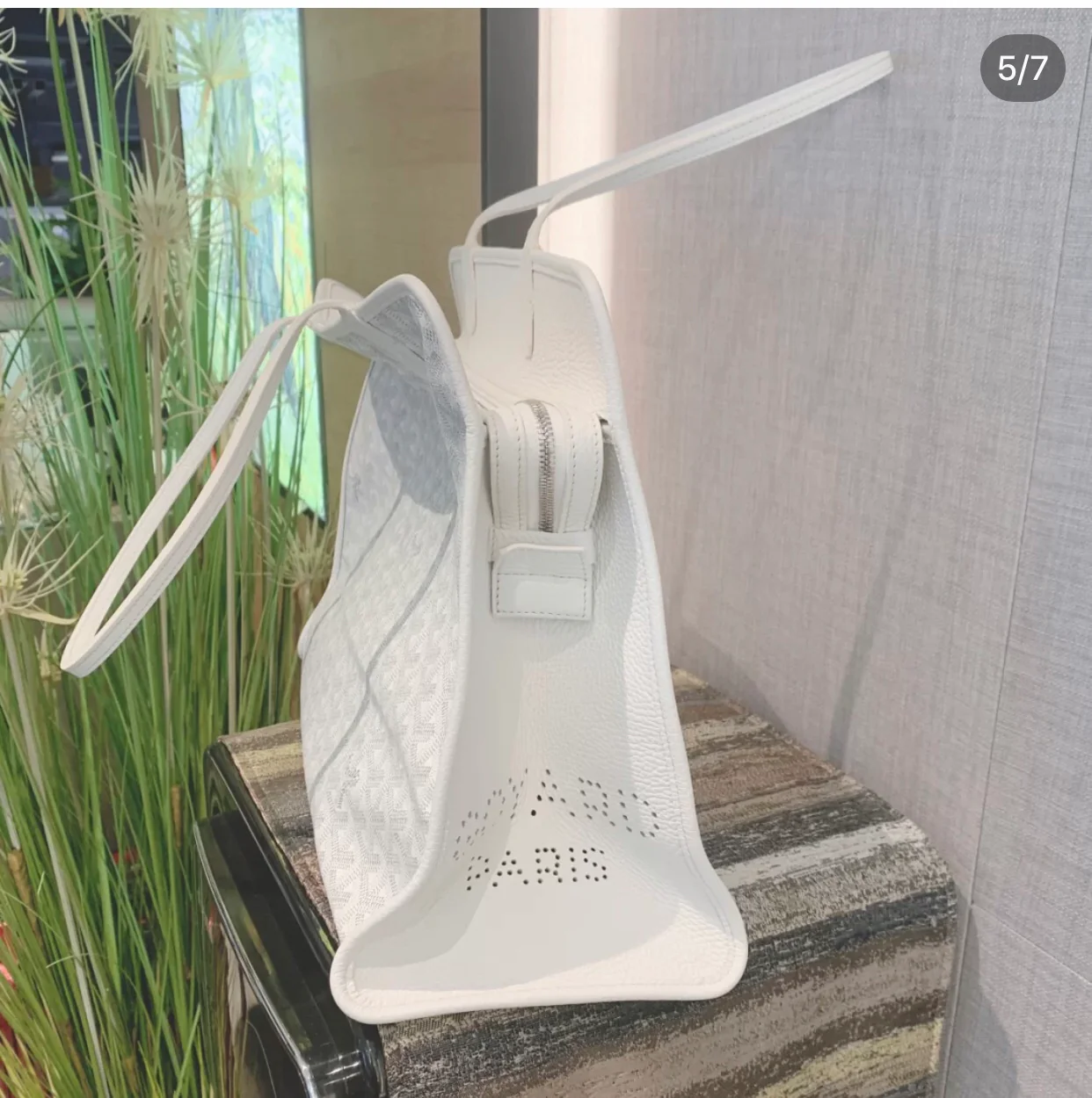 Маленькая складная холщовая сумка Goyard - белая.