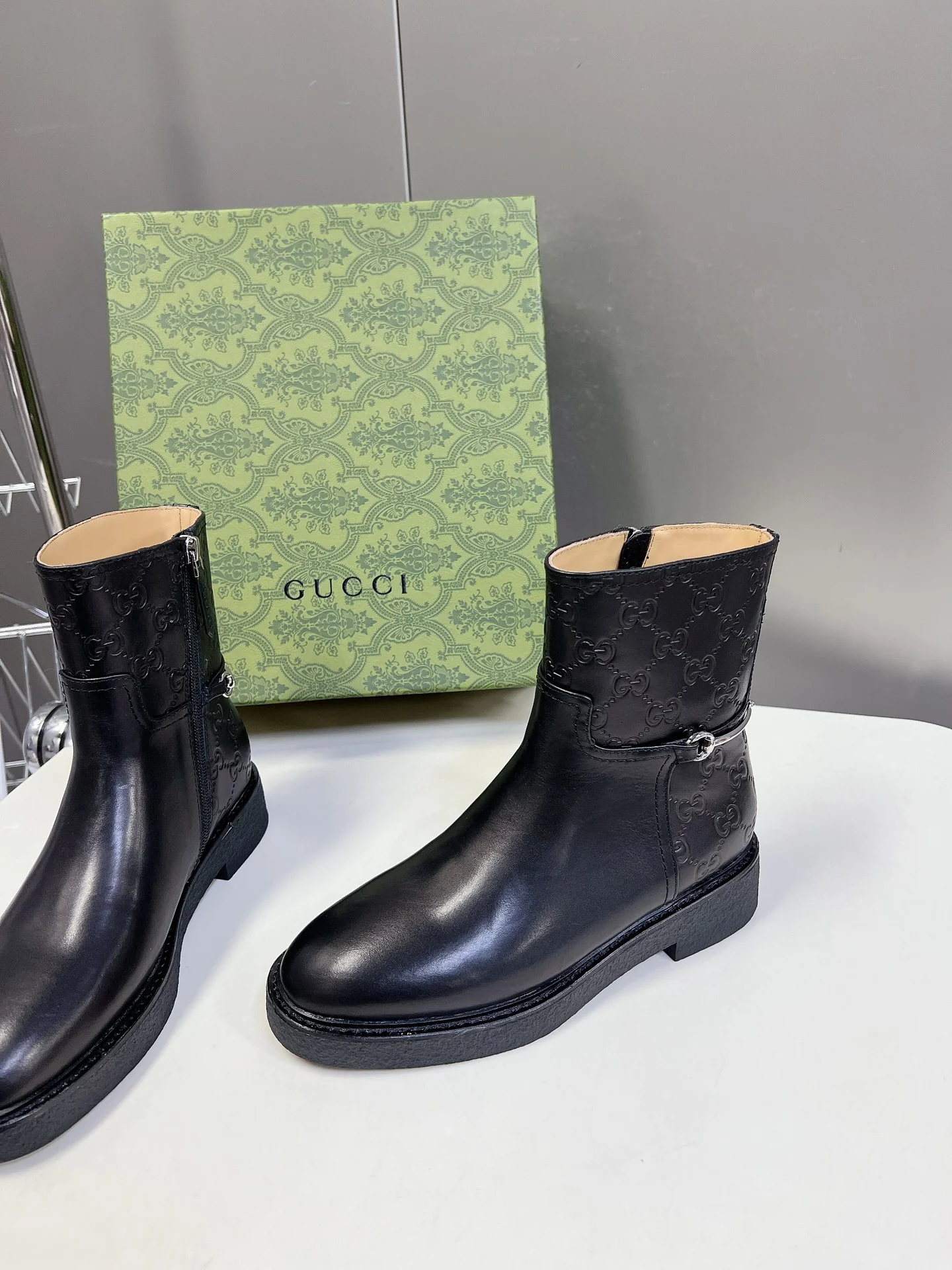 Кожаные сапоги для верховой езды Gucci 2024 - черные
