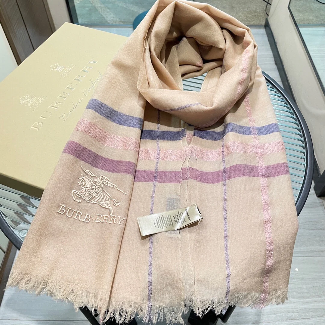 Шарф Burberry с вышитой лошадью - 90-200 см - Кашемир - Абрикосовый цвет